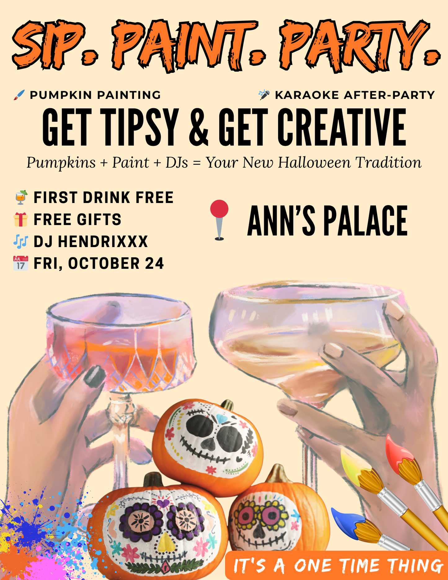 Pumpkin Paint & Sip Party, at Ann’s Palace.