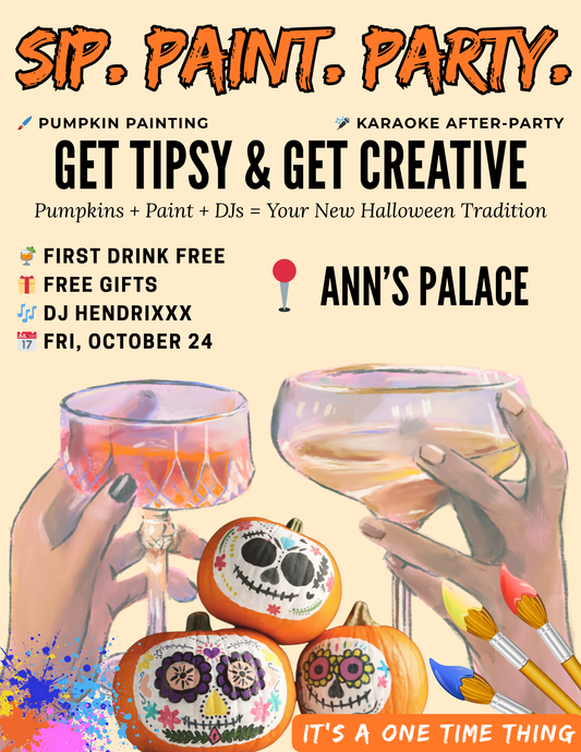 Pumpkin Paint & Sip Party, at Ann’s Palace.